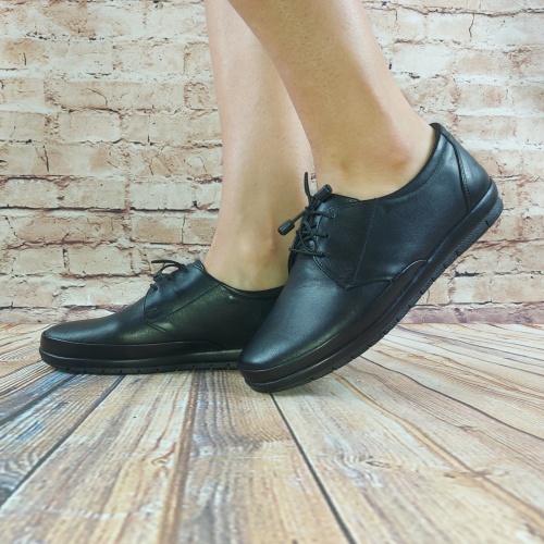 Туфли женские чёрные кожаные GUITTO 7003
