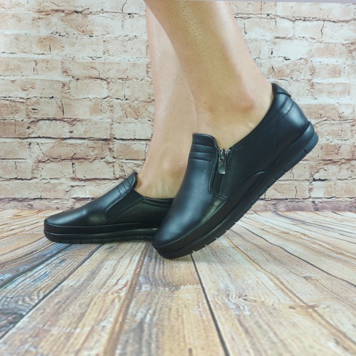 Туфли женские чёрные кожаные GUITTO 7013