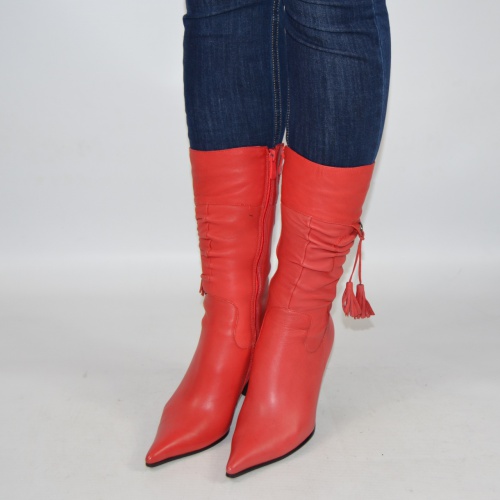 Ботильйони жіночі Блю Темп 71-123 червоні шкіра каблук (останній 37 розмір)