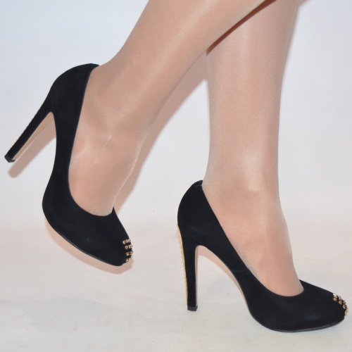Туфлі жіночі Blizzarini 7153-2 чорні замша каблук-шпилька