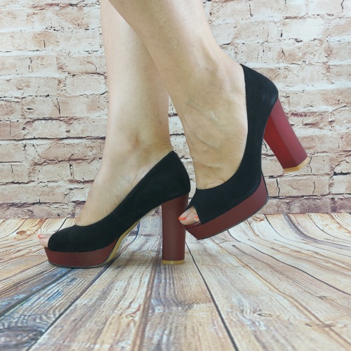 Туфлі жіночі Канна 82028 чорні замша каблук розміри 35,37