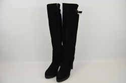 Чоботи-ботфорти жіночі зимові Foletti 9517-1 чорні замша каблук