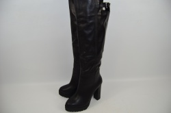 Чоботи-ботфорти жіночі зимові Foletti 9517 чорні шкіра каблук