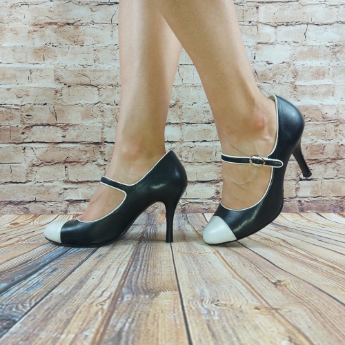 Туфлі жіночі чорні з білим Malrostti 96200,останній 40 розмір